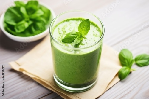 healthy green smoothie with spinach, banana and almond milk