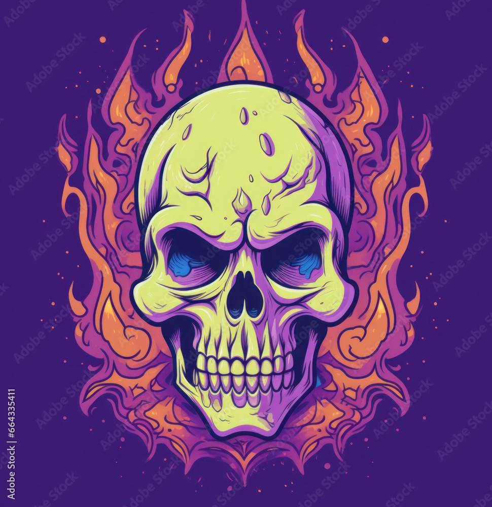 Vibrant flaming skull Vibrant flaming skull