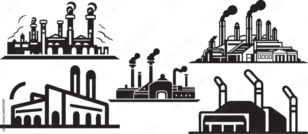 Naklejka premium industrial factory icon set vector EPS10