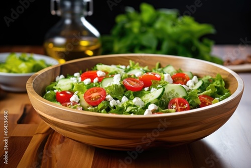 fresh salad with tomatoes, cucumbers, and lettuce