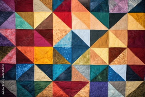top view of a multicolored patchwork quilt