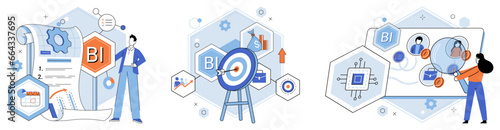 Business strategy. Vector illustration Project management involves coordinating tasks and resources Bundling services or products cenhance marketing efforts Collaboration among team members fosters
