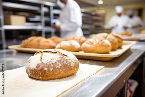 freshly baked bread in a culinary institutes kitchen