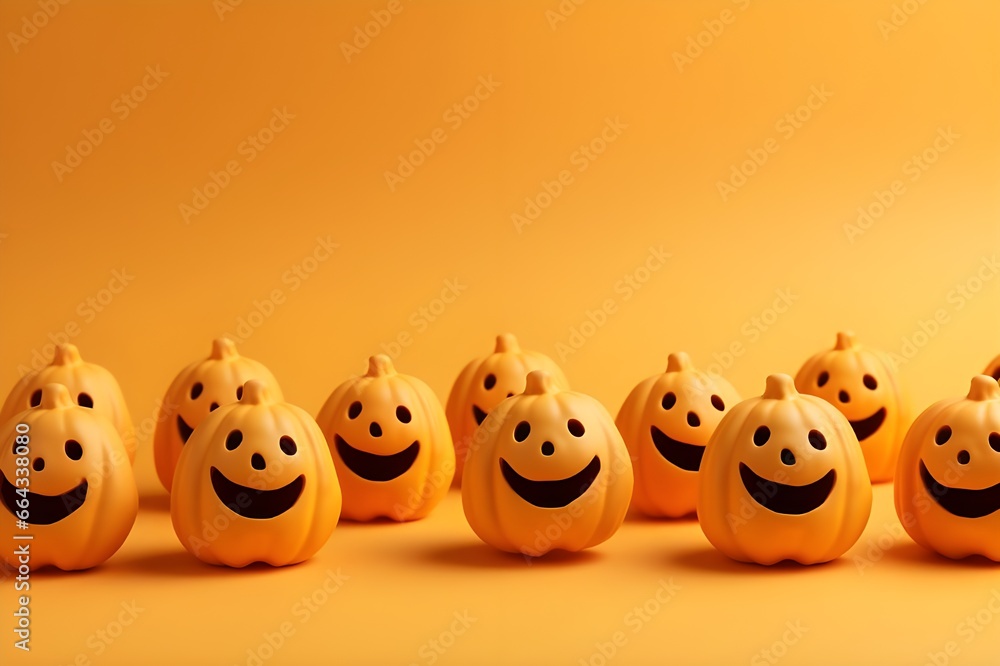 Obraz premium minimalistic halloween pastel orange background. copy space. wallpaper for the holiday. generative AI