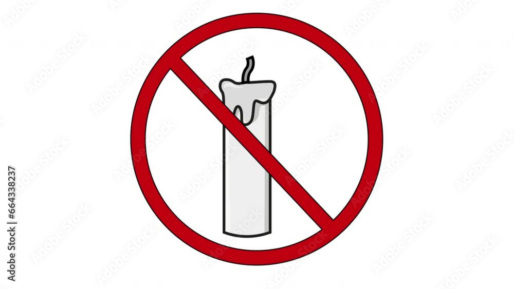 animated video of prohibited icons and candle icons animated video of prohibited icons and candle icons