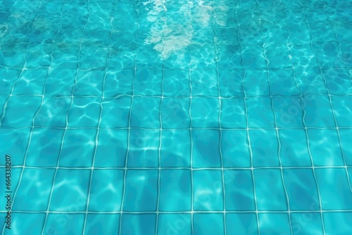 full-frame pattern of turquoise pool tiles under clear water