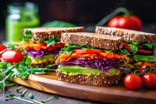 healthy sandwiches with whole grain bread and vegetables