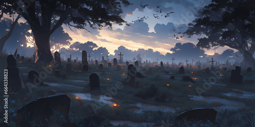 TRPGやゲームの背景として使える不気味な墓地 photo