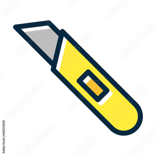 Utility Knife Vector Thick Line Filled Dark Colors