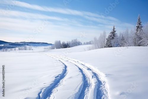 snowy landscape with ski tracks