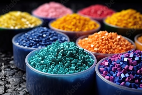 Multicolored Plastic Ironing Beads for Crafts in Containers, Close-Up © Nick Alias