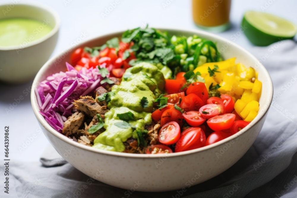 bright burrito bowl with tangy, spicy lime sauce bright burrito bowl with tangy, spicy lime sauce
