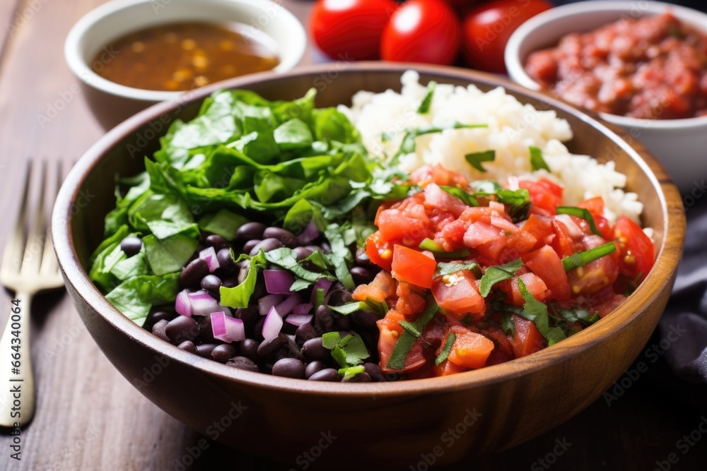 nutritious veggie burrito bowl with spicy tomato sauce nutritious veggie burrito bowl with spicy tomato sauce