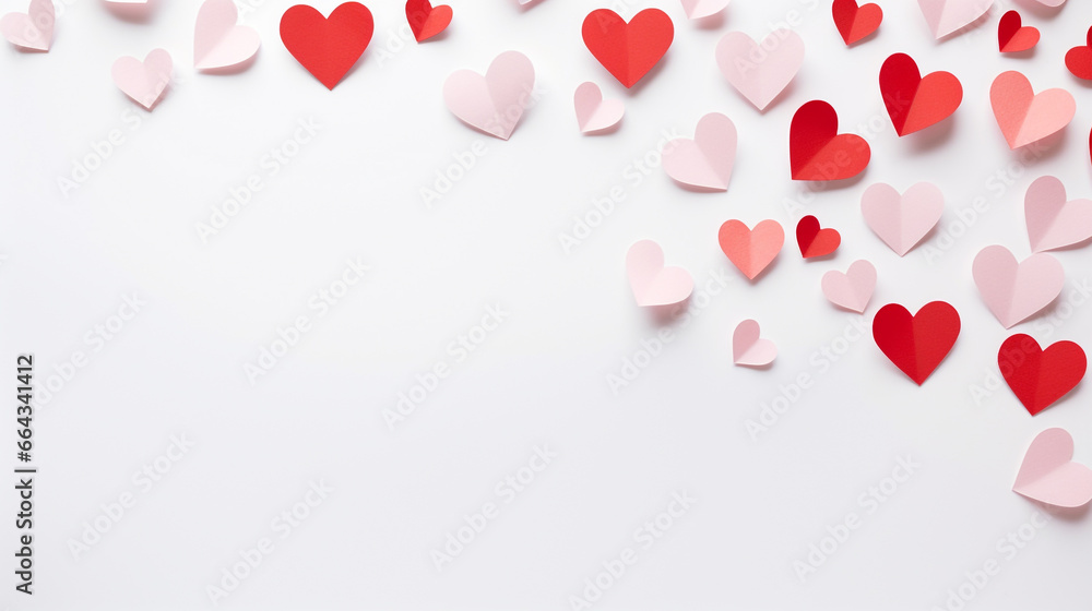Red and white love paper with copy space in the white background