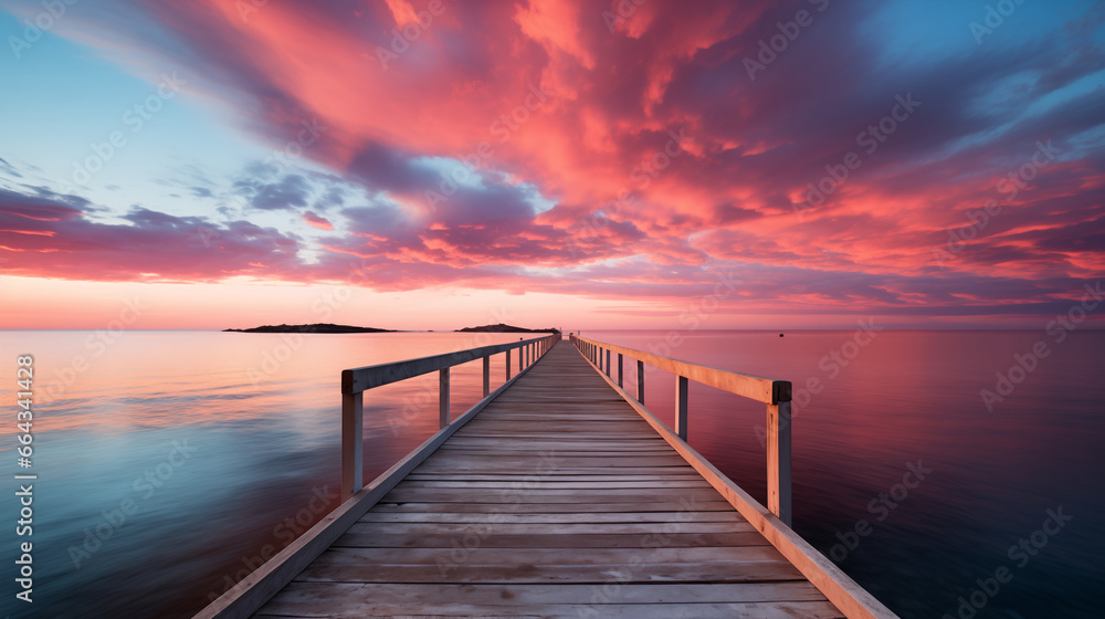 Minimalism sunset with jetty in the beach AI Generated Minimalism sunset with jetty in the beach AI Generated