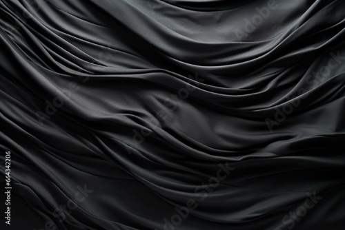 Textured black fabric banner with undulating waves. Generative AI