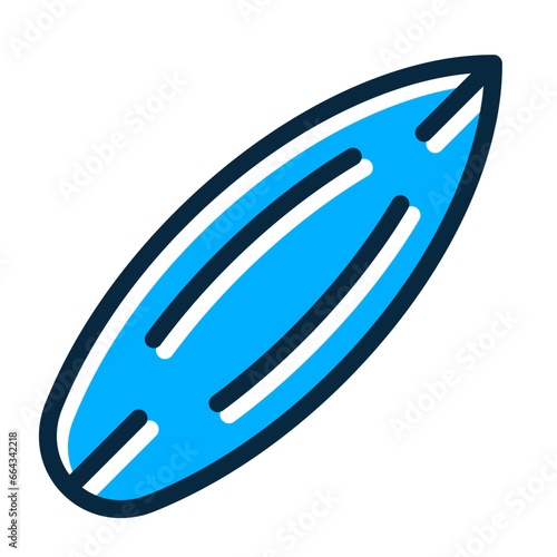 Surfboard Vector Thick Line Filled Dark Colors