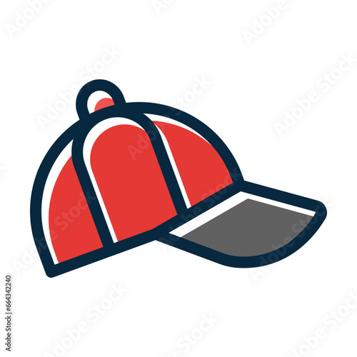 Baseball Cap Vector Thick Line Filled Dark Colors photo