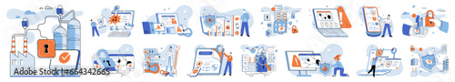 Malware spyware virus. Vector illustration. Hacking attempts on internet are constant concern Spam emails often contain malware and phishing attempts Online safety relies on robust security systems