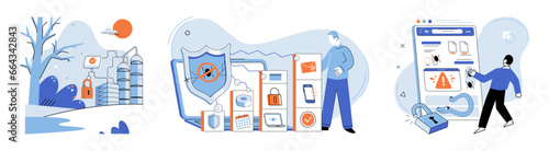 Malware spyware virus. Vector illustration. Effective protection software is essential for defending against malware and spyware The danger hackers and cyber crimes requires constant vigilance