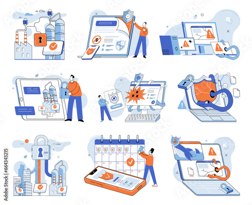 Malware spyware virus. Vector illustration. Malware, spyware, and viruses are metaphorical criminals digital world Security measures protect against cyber attacks and malicious software An attack