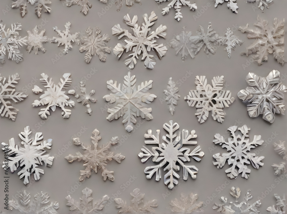 Snowflakes painted on flat neutral background. Snowflakes painted on flat neutral background.