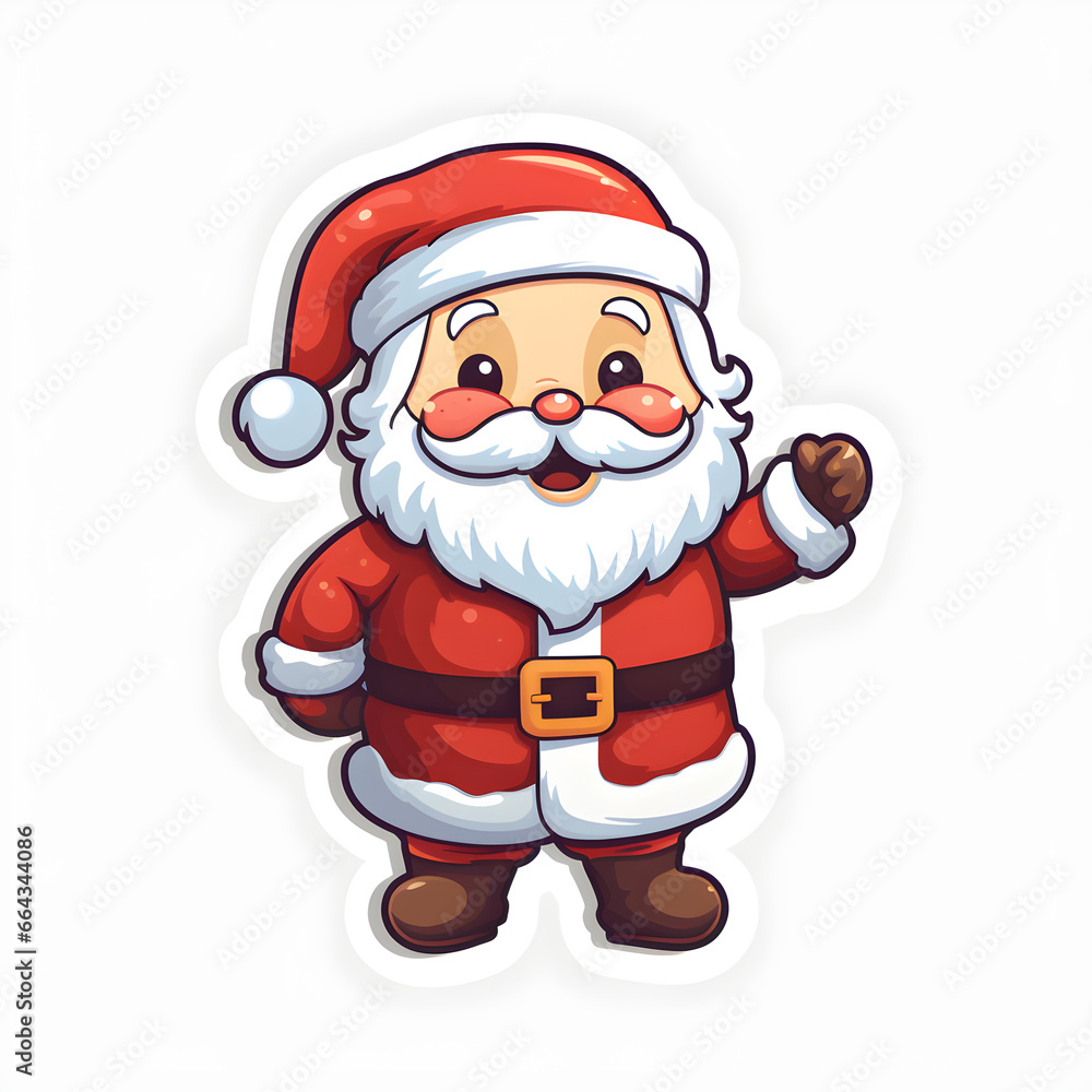 Sticker Santa Claus cartoon desing white background. Christmas and New Year concept. Generative Ai. Sticker Santa Claus cartoon desing white background. Christmas and New Year concept. Generative Ai.