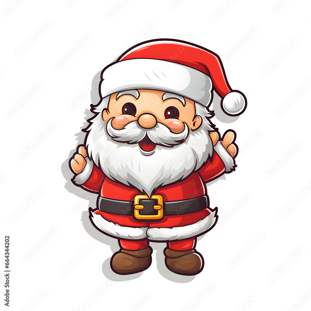 Sticker Santa Claus cartoon desing white background. Christmas and New Year concept. Generative Ai. Sticker Santa Claus cartoon desing white background. Christmas and New Year concept. Generative Ai.