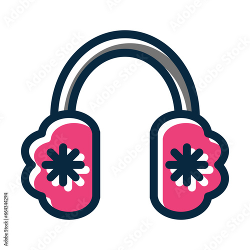 Earmuff Vector Thick Line Filled Dark Colors