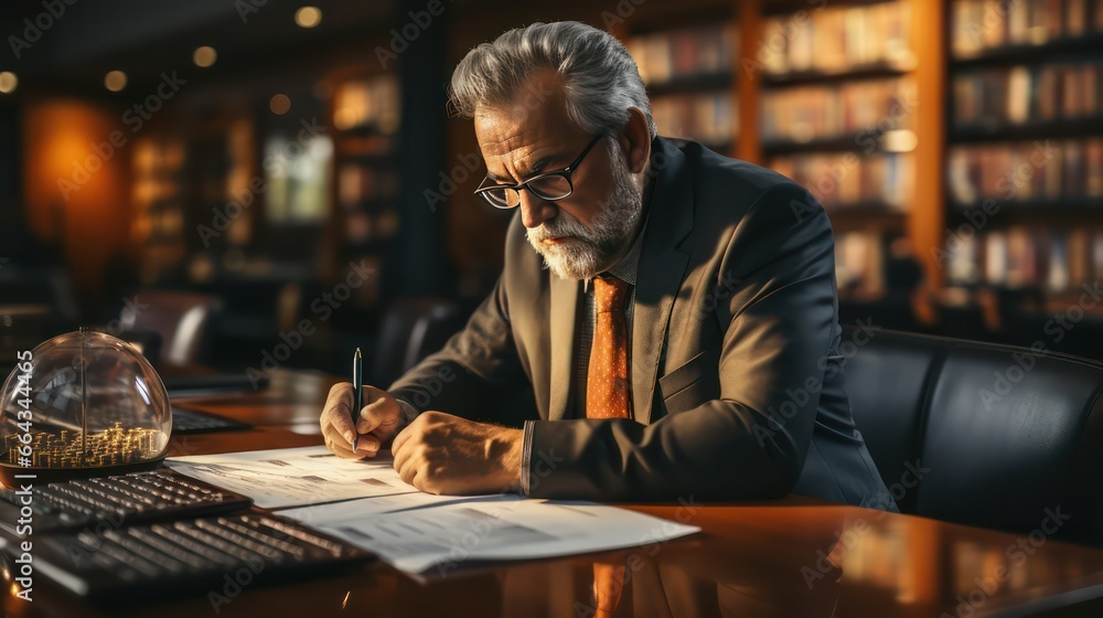 senior man working in office senior man working in office