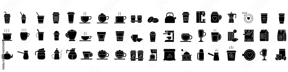 Coffee icon vector set. Hot drink illustration sign collection. Coffee house symbol. Coffee machine logo. Coffee icon vector set. Hot drink illustration sign collection. Coffee house symbol. Coffee machine logo.