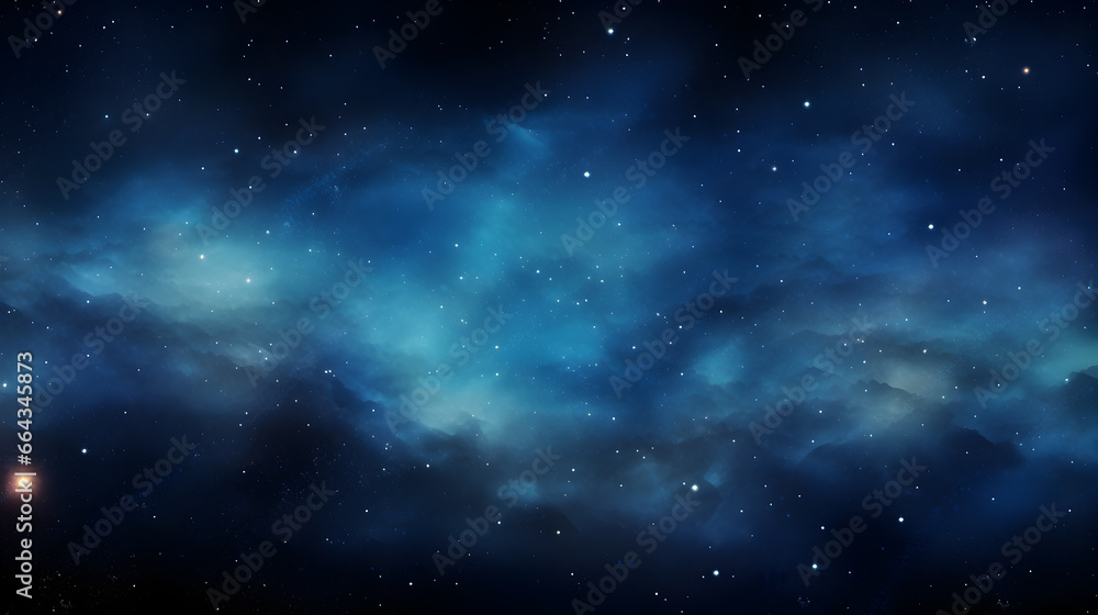 Stars on a Dark Blue Night Sky,  The cosmos filled with countless stars, blue space