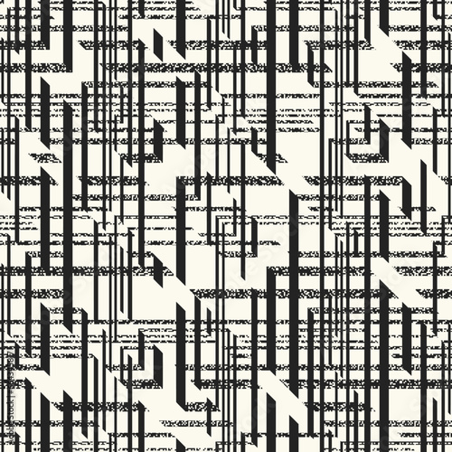 Monochrome Glitch Effect Textured Criss-Cross Pattern