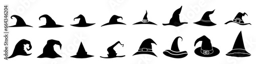 Witch hat icon vector set. Halloween illustration sign collection. Witch symbol or logo.