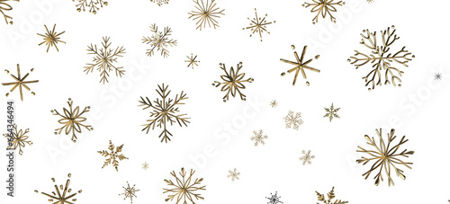 Gentle Snow Drift: Mind-Blowing 3D Illustration of Falling Holiday Snowflakes