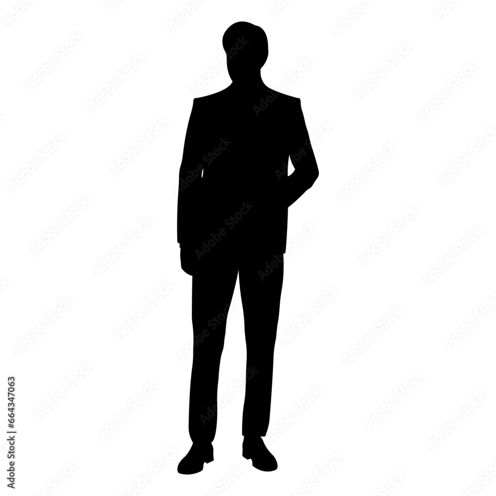 Business man.Vector silhouette of standing man in suit isolated on white background. Business man.Vector silhouette of standing man in suit isolated on white background.