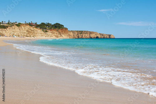 Praia do Porto de Mos, Lagos. Typical Algarvian beach with turquoise water and white sand