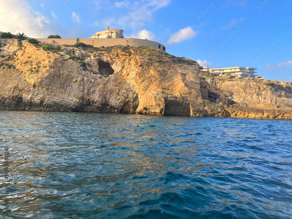 Sea grottoes and caves of Sicily. Sea Caves Tour Ortigia in Siracusa. 