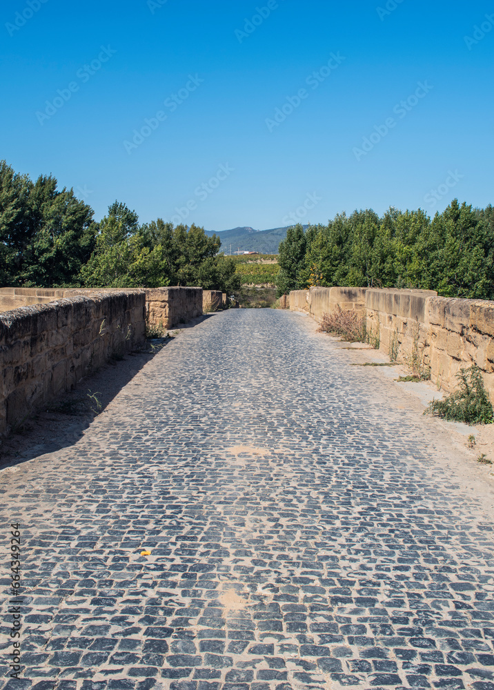 Medieval bridge along camino santiago de compostela route
