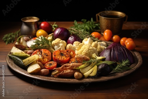 roasted vegetables on a platter ready to serve