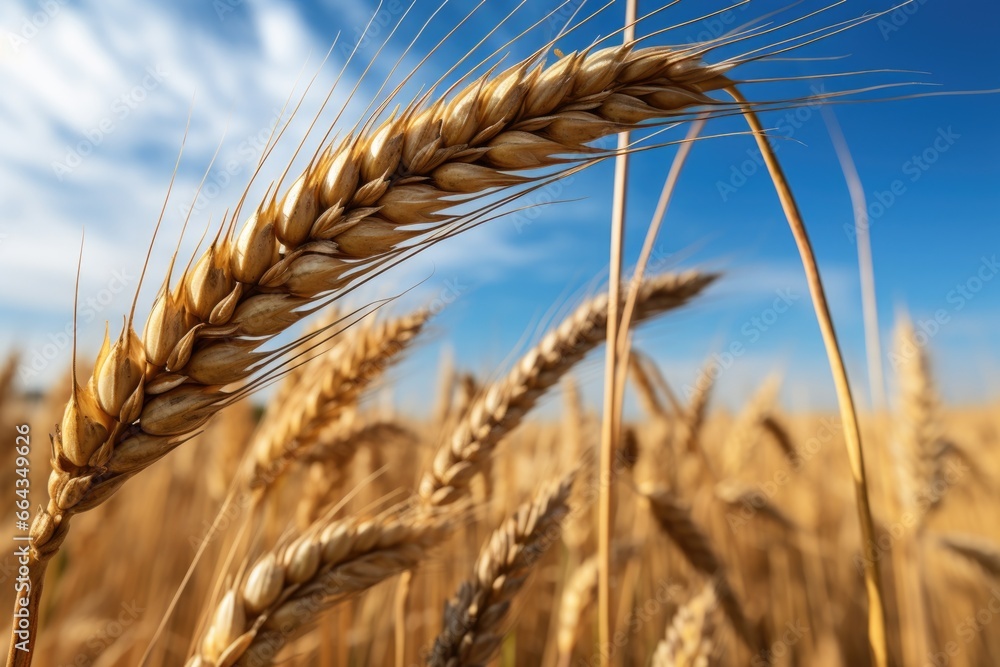 close-up of a wheat ear with grains ready for harvest close-up of a wheat ear with grains ready for harvest