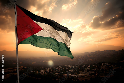 palestine flag waving in the wind