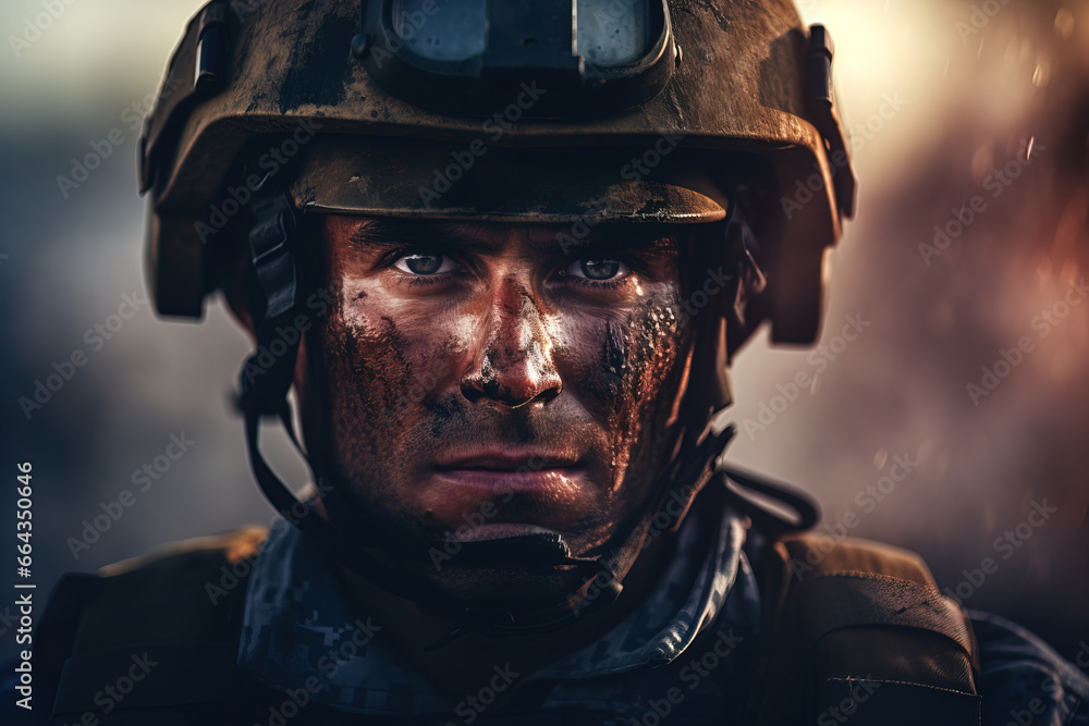 A soldier portrait. Photorealistic illustration. Generative art