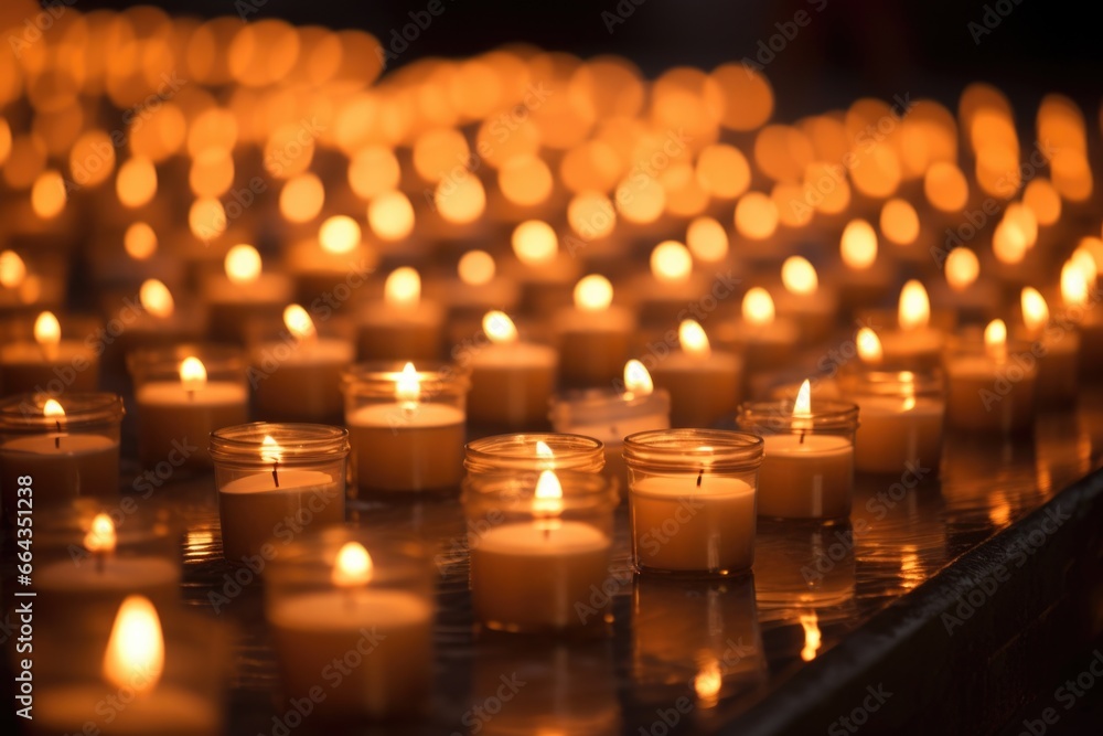 rows of lit candles for ambiance rows of lit candles for ambiance