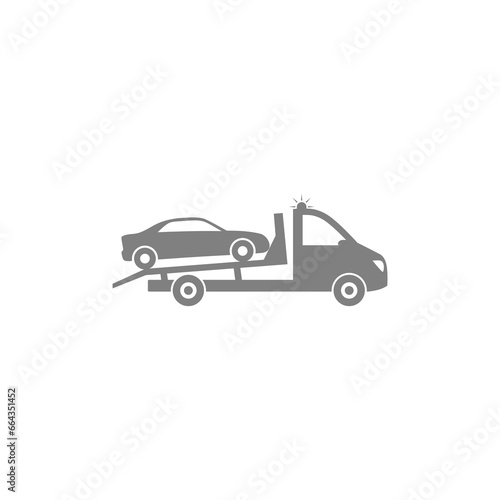 Towing truck van with car sign icon isolated on transparent background