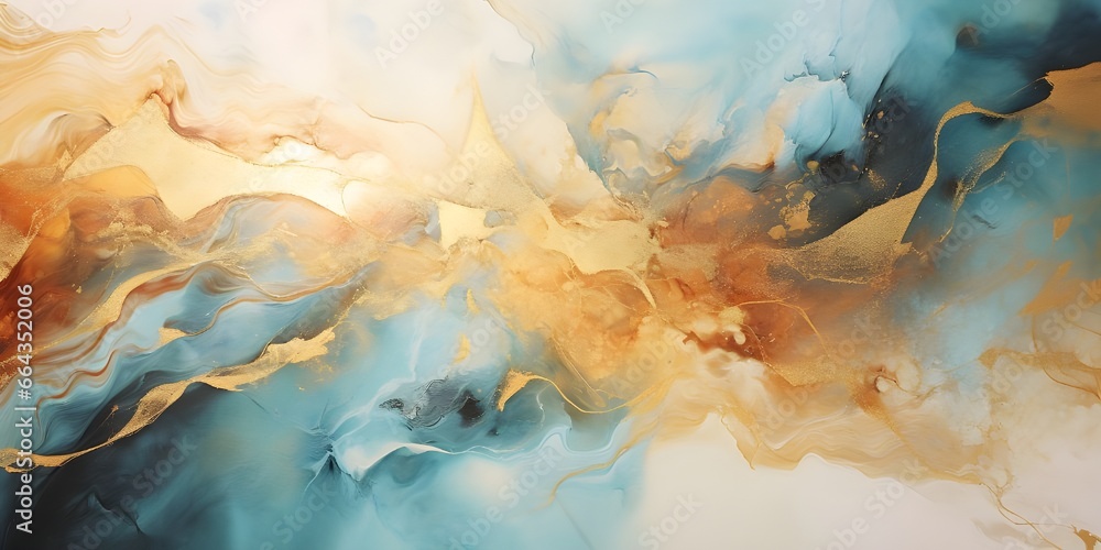 Abstract marble waves painting with crushed gold. Made in fluid art style. Abstract marble waves painting with crushed gold. Made in fluid art style.