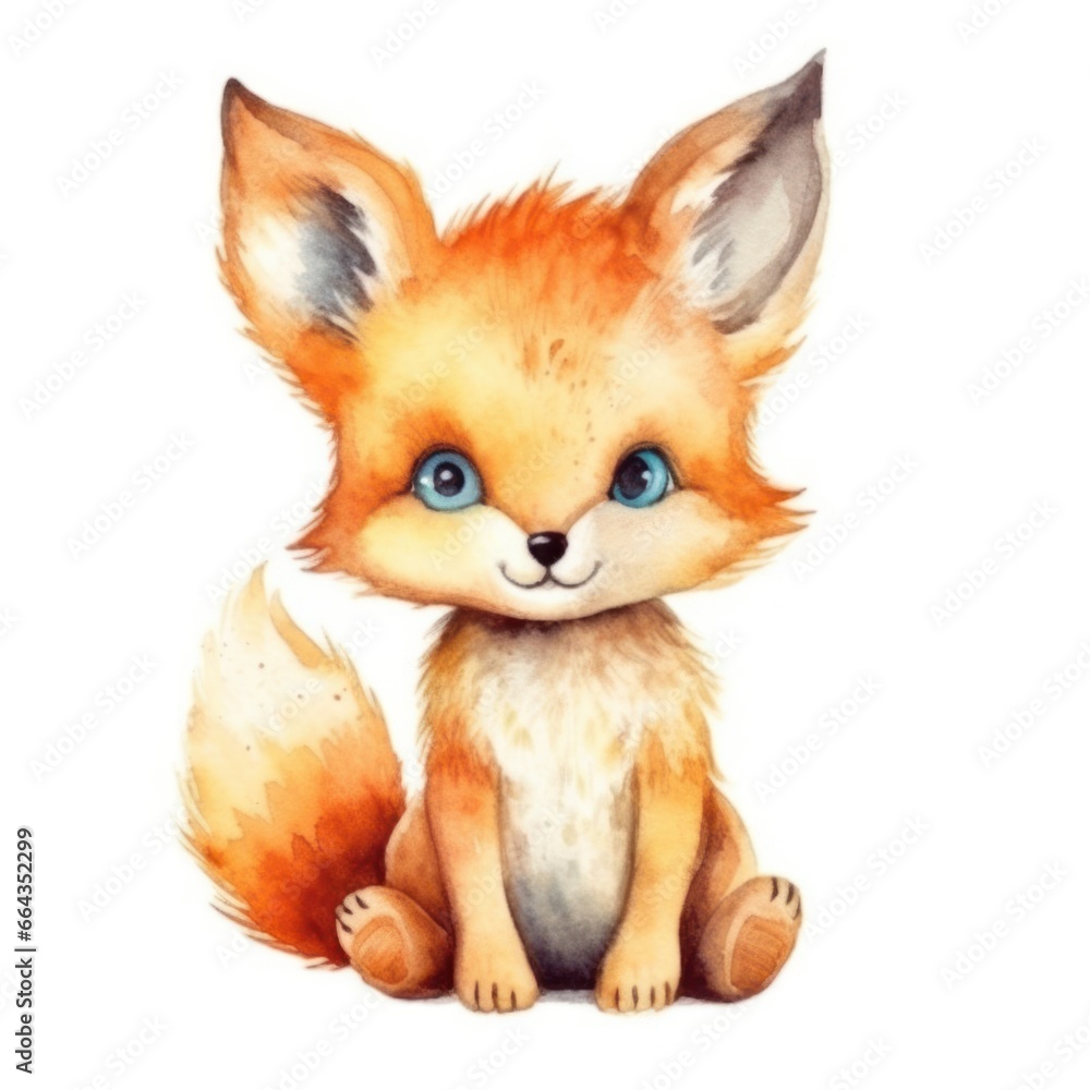 Cute little fox watercolor illustration Cute little fox watercolor illustration