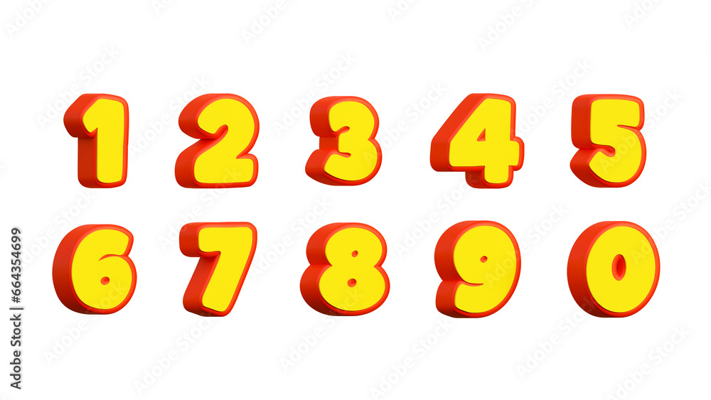 Cartoon number 3d render isolated, Child alphabet 3d render isolated Cartoon number 3d render isolated, Child alphabet 3d render isolated
