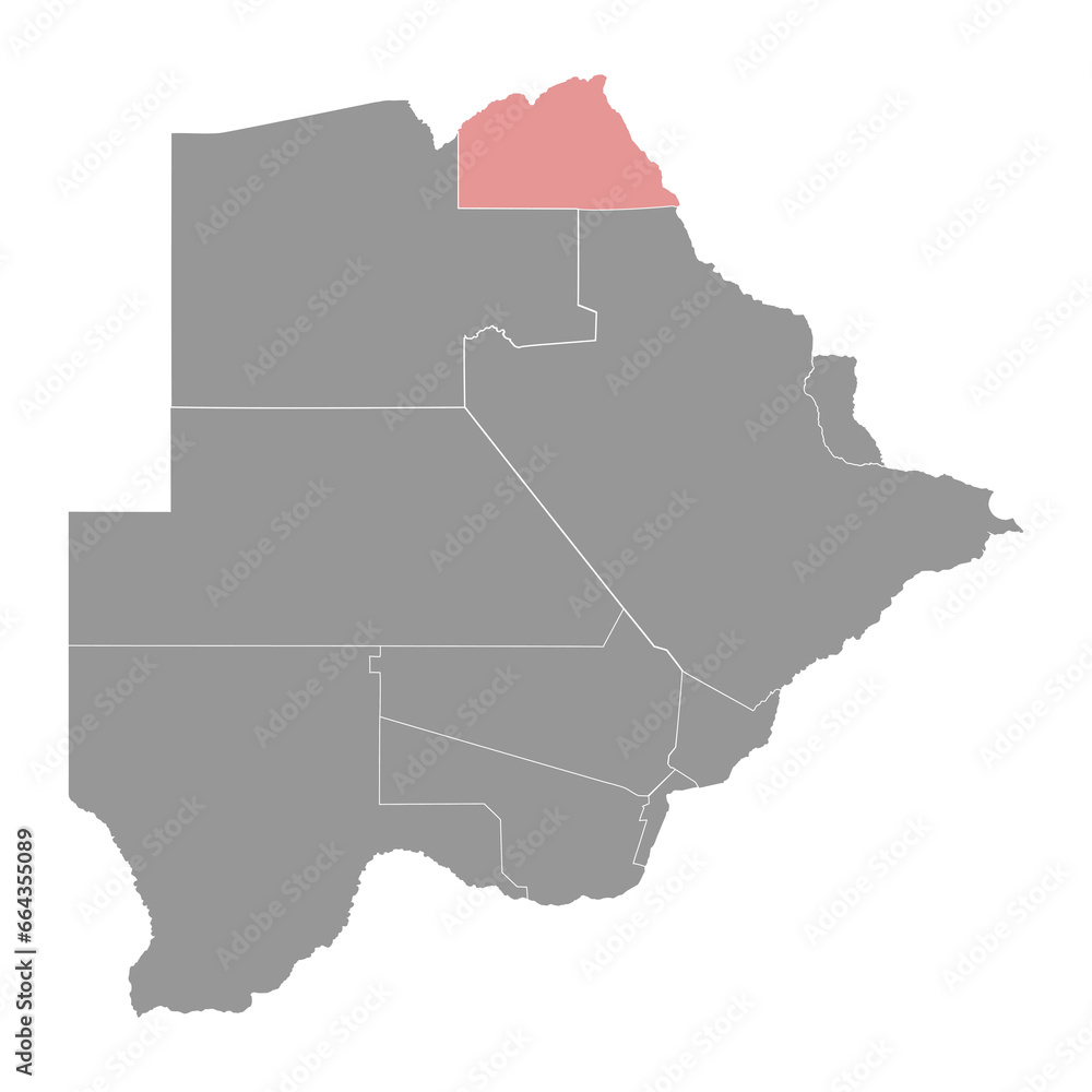 Fototapeta premium Chobe district map, administrative division of Botswana.