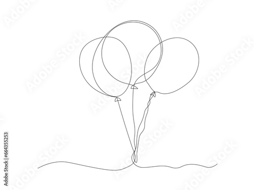 Abstract balloons continuous one line art drawing